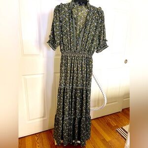 Green chiffon floral dress